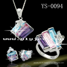 Ensemble de bijoux en argent 925 Multil Color Set Cubic Ziconia Jewelley.